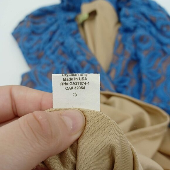 Eva Franco Blue Lace Sheath Dress Women's 6 Mini Pleated Party Formal Event - Picture 9 of 11